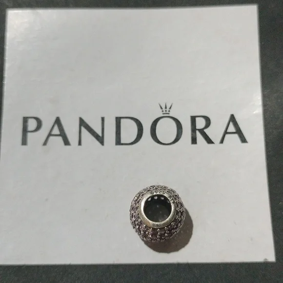 Pandora Sterling Silver Pave Lights Charm with Salmon Zirconia